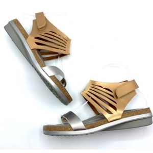 NWOB NAOT | Gold Silver Ankle Wrap Sandals 41